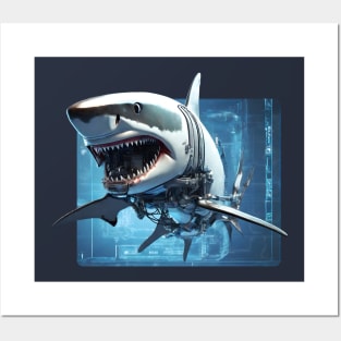 Great White Cyber Shark Posters and Art